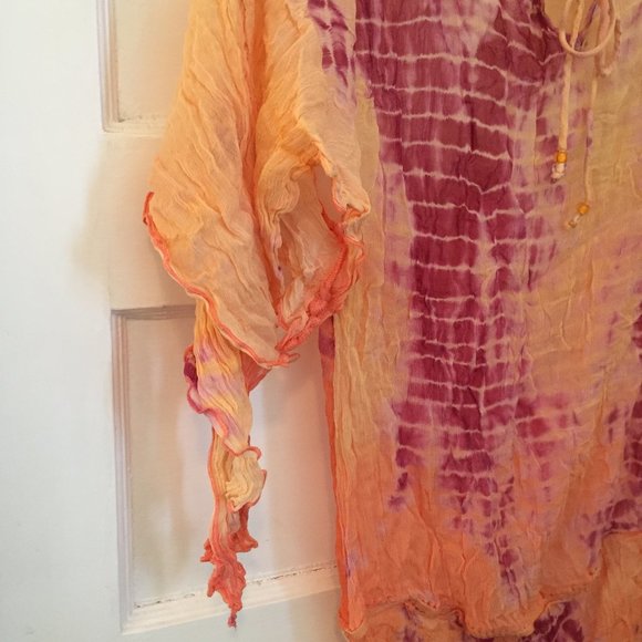 BEDO pink purple wide-neck tie dye top - size L - Picture 4 of 10